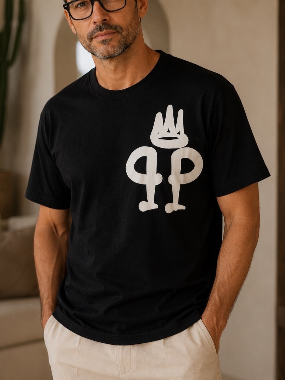 Philipp Plein Homme Medium Black Double PP Logo T-Shirt